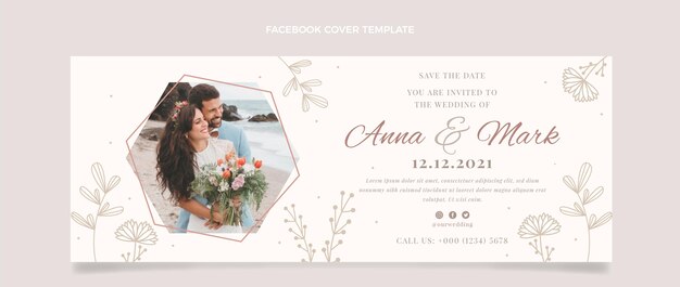Handgezeichnete Blumen Hochzeit Facebook-Cover