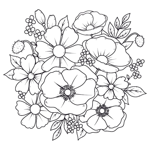 Kostenloser Vektor handgezeichnete blumenillustration.