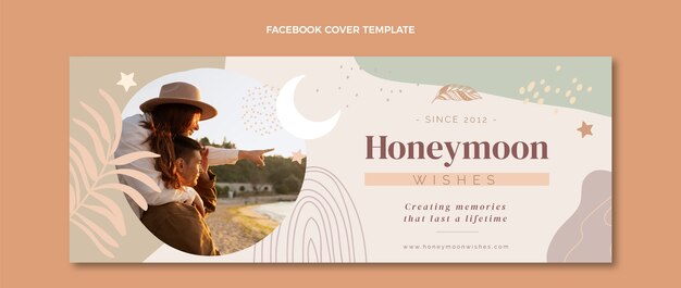 Handgezeichnete Boho-Flitterwochen-Social-Media-Cover-Vorlage