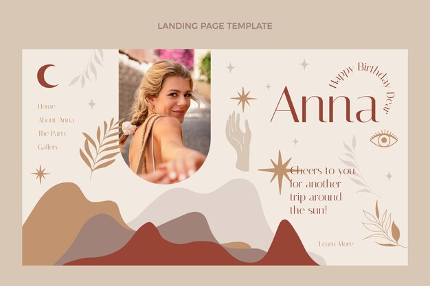 Handgezeichnete Boho-Geburtstags-Landingpage