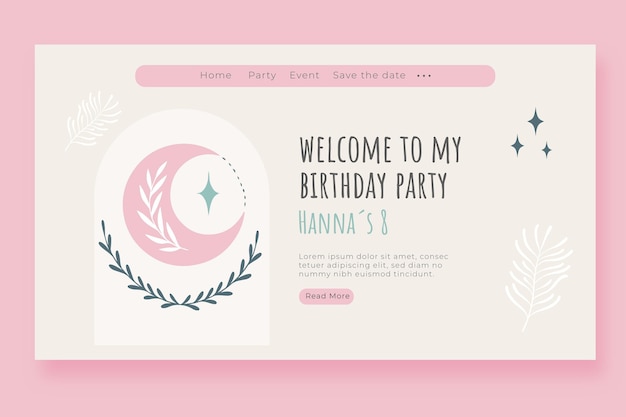 Kostenloser Vektor handgezeichnete boho-geburtstags-landingpage
