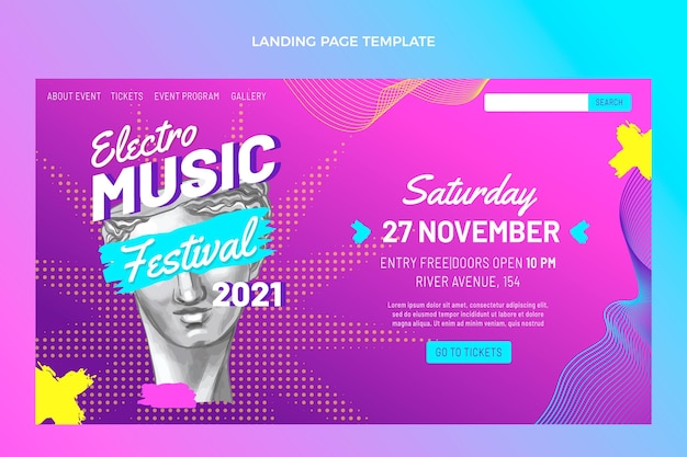 Handgezeichnete bunte Musikfestival-Landingpage