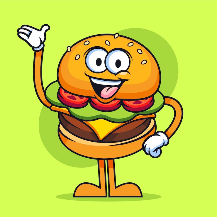 Kostenlose Vektor handgezeichnete burger-cartoon-illustration