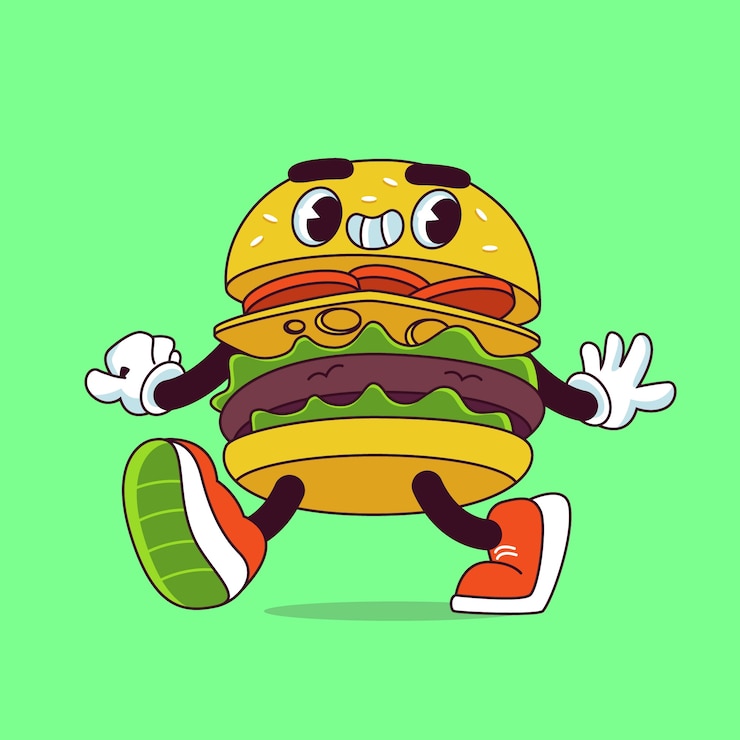 Kostenlose Vektor handgezeichnete burger-cartoon-illustration