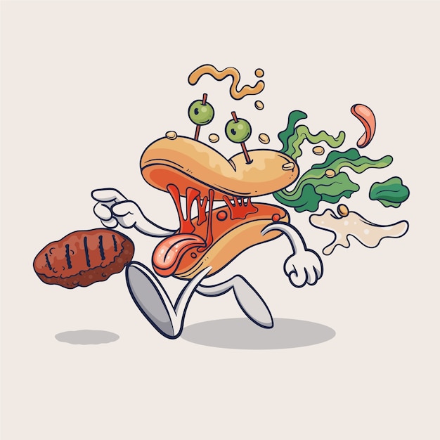 Kostenloser Vektor handgezeichnete burger-illustration