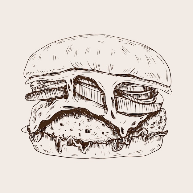 Kostenloser Vektor handgezeichnete burger-illustration