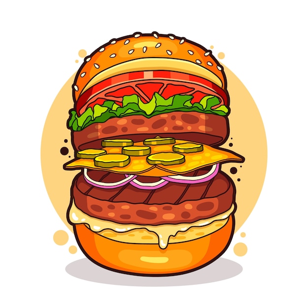 Handgezeichnete burger-illustration