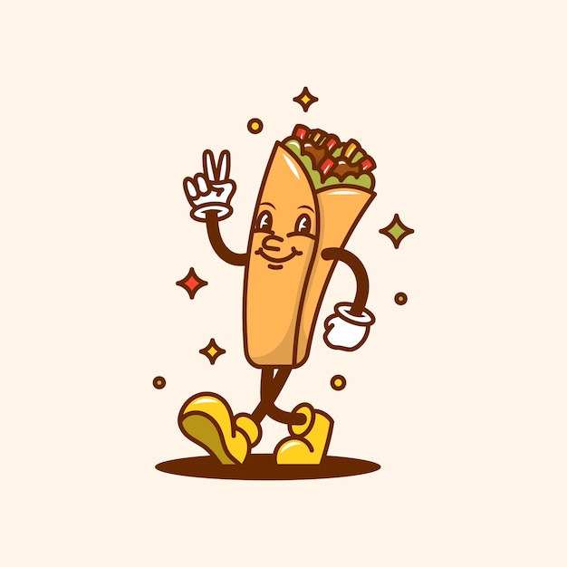 Kostenloser Vektor handgezeichnete burrito-cartoon-illustration