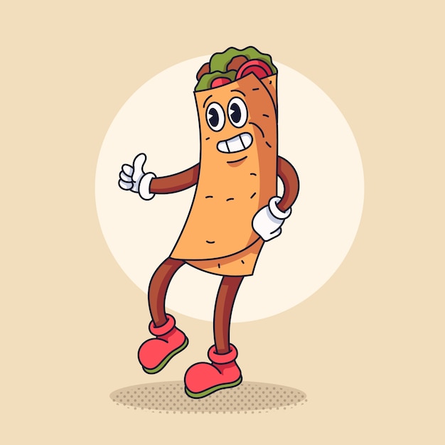 Handgezeichnete Burrito-Cartoon-Illustration