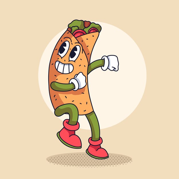 Handgezeichnete Burrito-Cartoon-Illustration