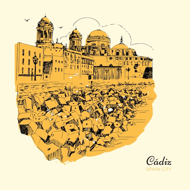 Handgezeichnete cadiz-illustration