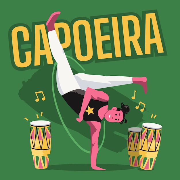 Kostenloser Vektor handgezeichnete capoeira-illustration