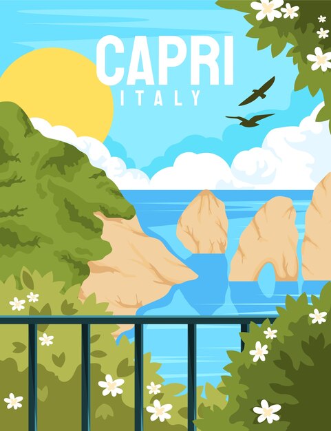 Kostenloser Vektor handgezeichnete capri-illustration