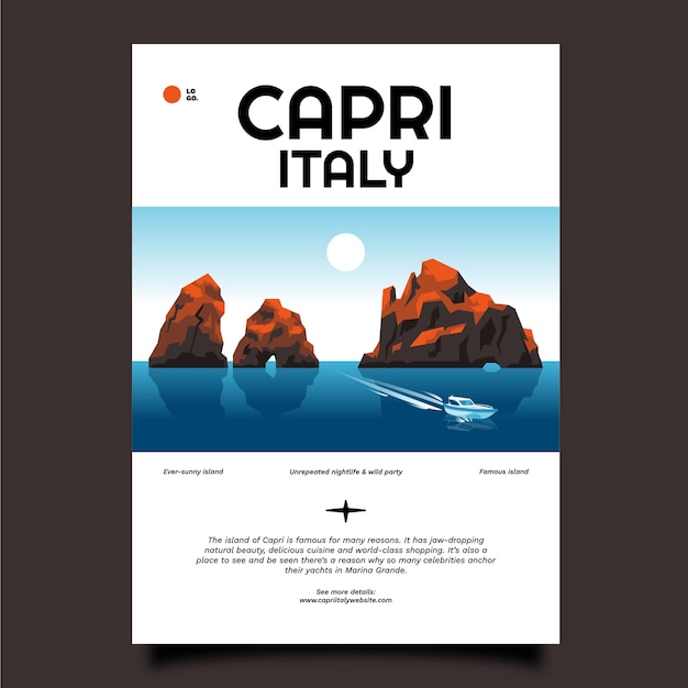 Kostenloser Vektor handgezeichnete capri-poster-vorlage