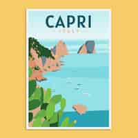 Kostenloser Vektor handgezeichnete capri-poster-vorlage