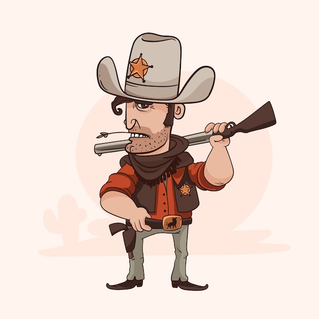 Handgezeichnete cartoon-cowboy-illustration