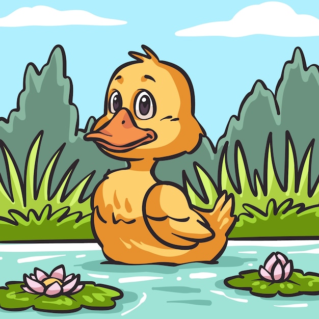 Handgezeichnete cartoon-enten-illustration