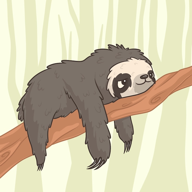 Kostenlose Vektor handgezeichnete cartoon-faultier-illustration