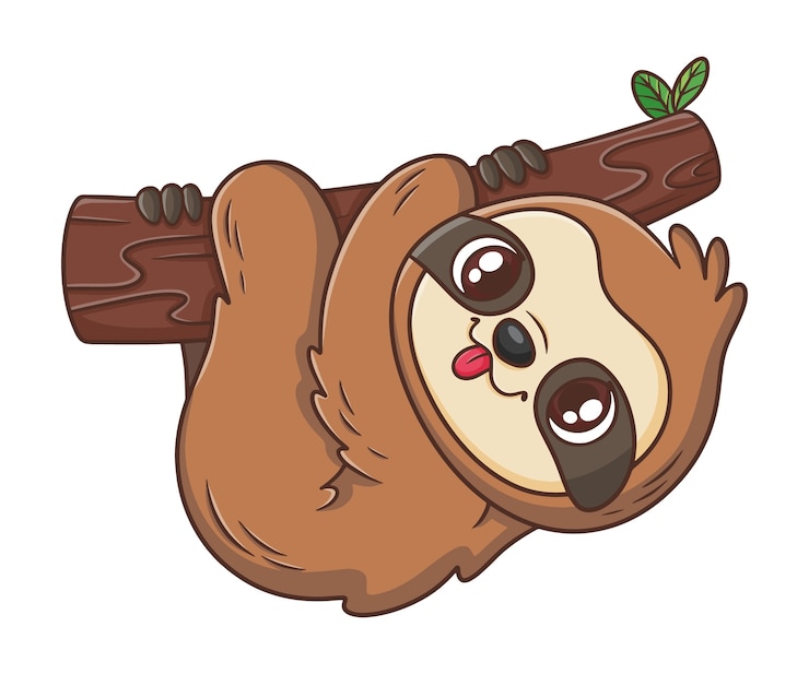 Kostenlose Vektor handgezeichnete cartoon-faultier-illustration
