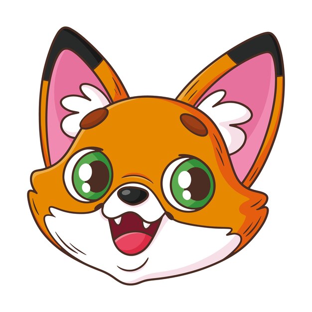 Handgezeichnete Cartoon-Fuchs-Gesichtsillustration