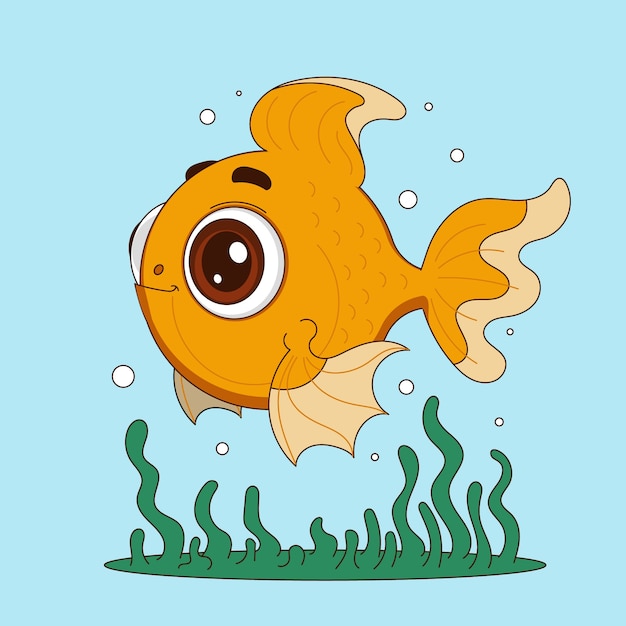 Kostenloser Vektor handgezeichnete cartoon-goldfisch-illustration