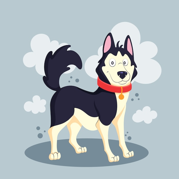 Handgezeichnete cartoon-husky-illustration