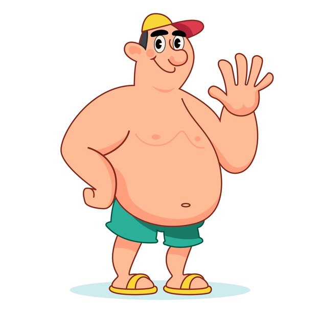 Handgezeichnete Cartoon-Illustration einer dicken Person