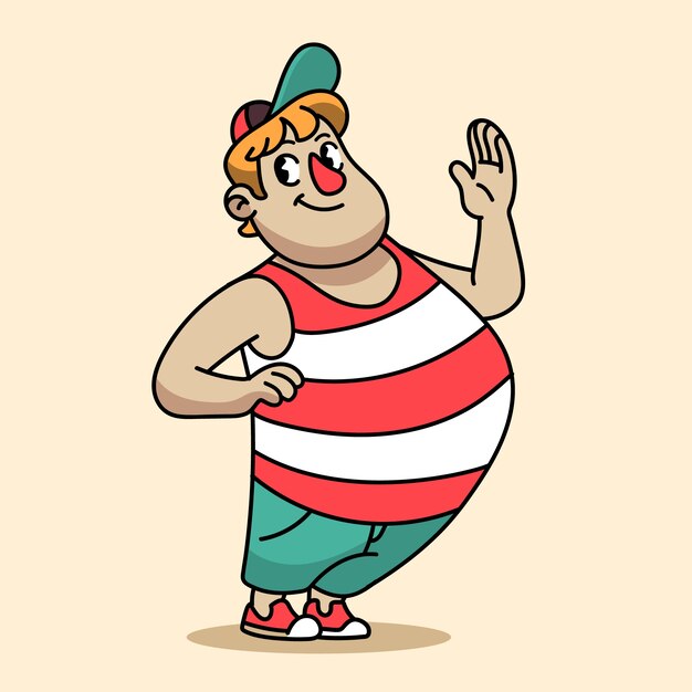 Handgezeichnete Cartoon-Illustration einer dicken Person