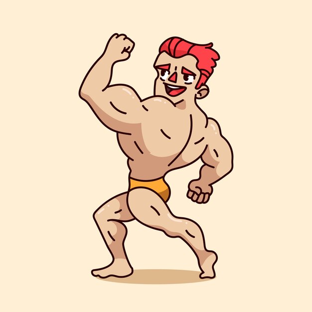 Handgezeichnete Cartoon-Illustration eines starken Mannes
