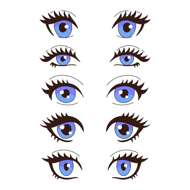 Handgezeichnete Cartoon-Illustration mit blauen Augen