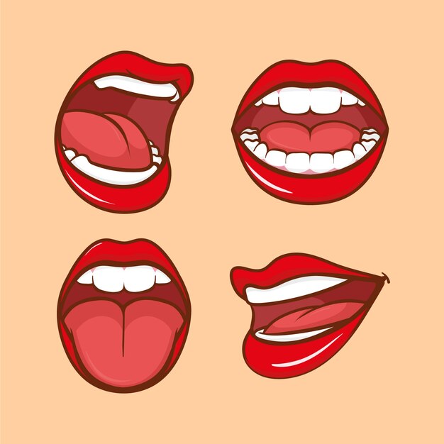 Handgezeichnete Cartoon-Illustration mit offenem Mund