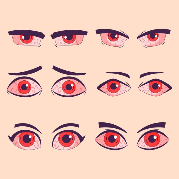 Handgezeichnete Cartoon-Illustration mit roten Augen