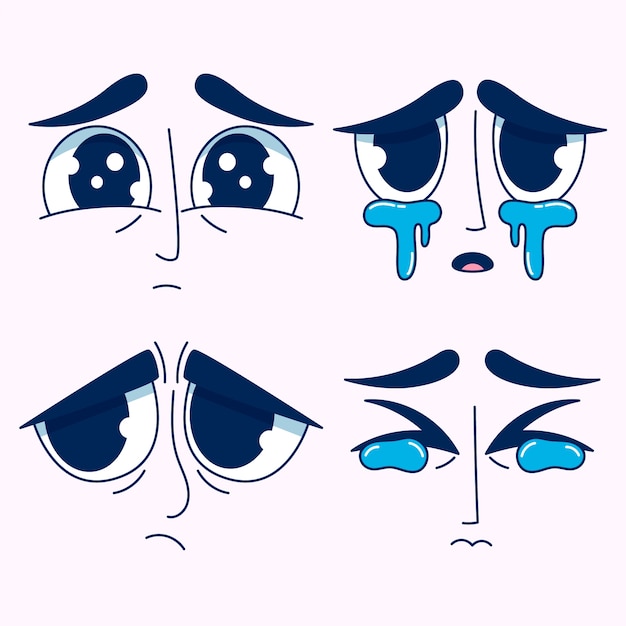 Handgezeichnete Cartoon-Illustration mit traurigen Augen