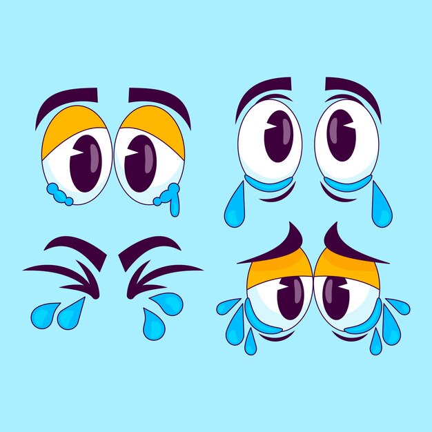 Handgezeichnete Cartoon-Illustration mit traurigen Augen