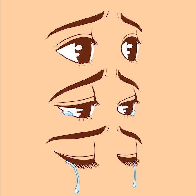 Handgezeichnete Cartoon-Illustration mit traurigen Augen