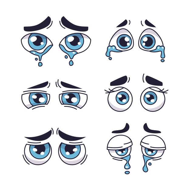 Handgezeichnete Cartoon-Illustration mit traurigen Augen