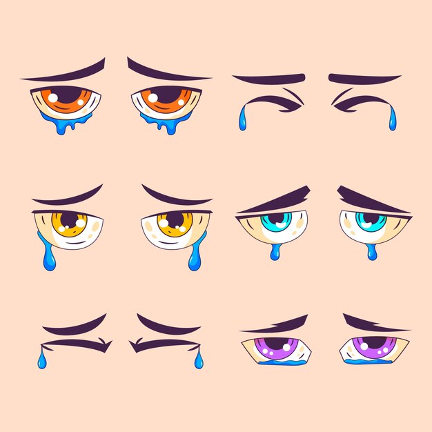 Handgezeichnete Cartoon-Illustration mit traurigen Augen