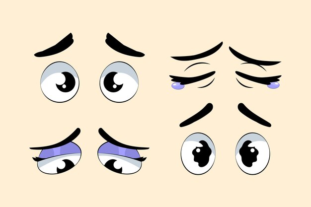 Handgezeichnete Cartoon-Illustration mit traurigen Augen