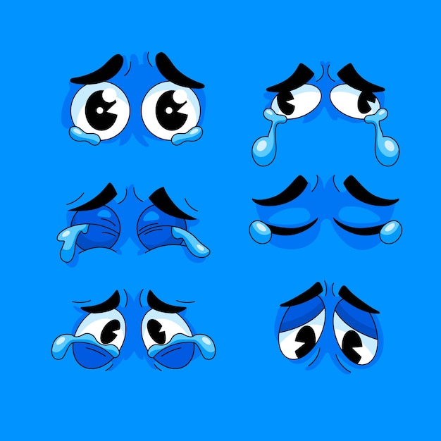 Handgezeichnete Cartoon-Illustration mit traurigen Augen