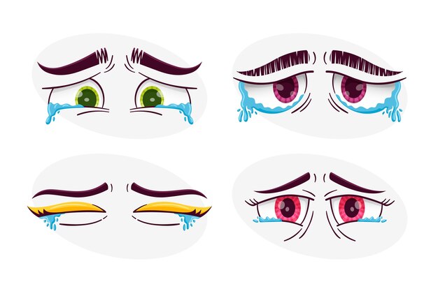 Handgezeichnete Cartoon-Illustration mit traurigen Augen