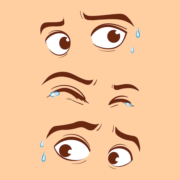 Handgezeichnete Cartoon-Illustration mit verängstigten Augen
