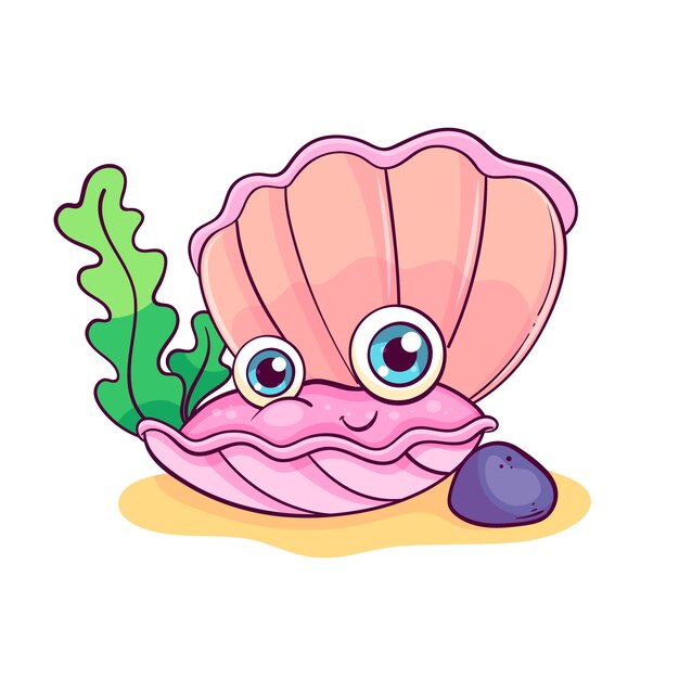 Handgezeichnete Cartoon-Muschelillustration