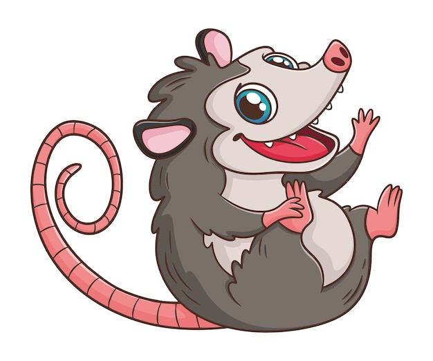 Kostenloser Vektor handgezeichnete cartoon-opossum-illustration