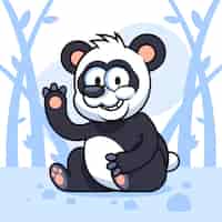 Kostenloser Vektor handgezeichnete cartoon-panda-illustration
