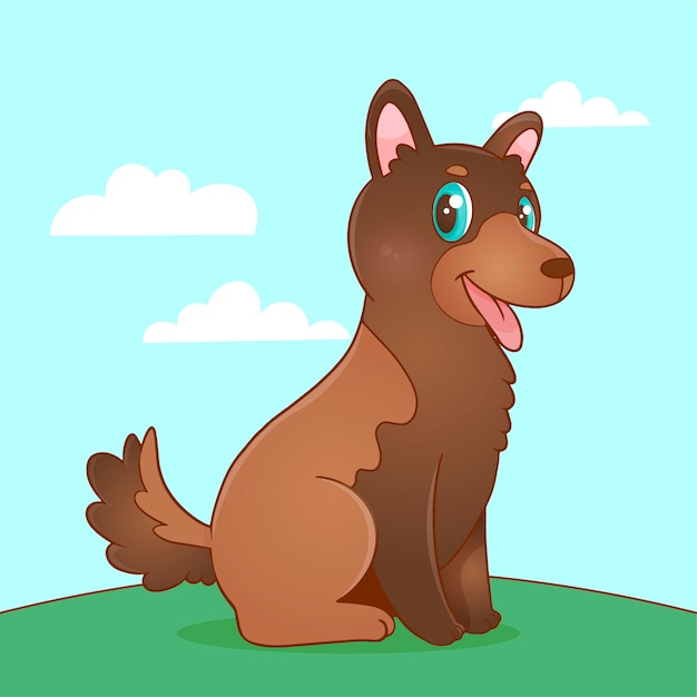 Handgezeichnete cartoon-schäferhund-illustration