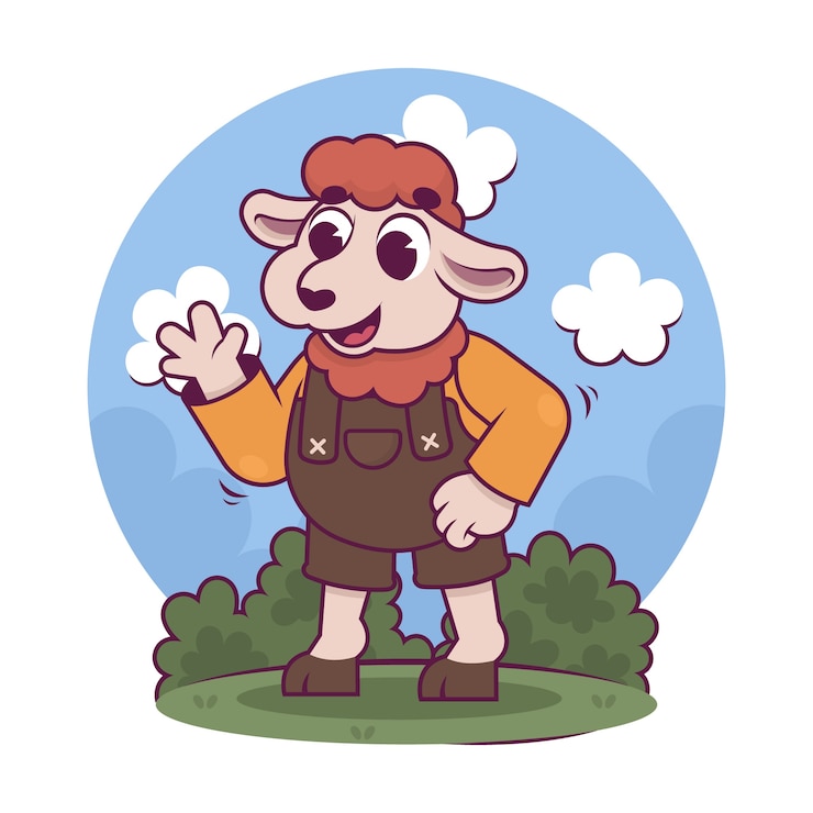 Kostenlose Vektor handgezeichnete cartoon-schaf-illustration