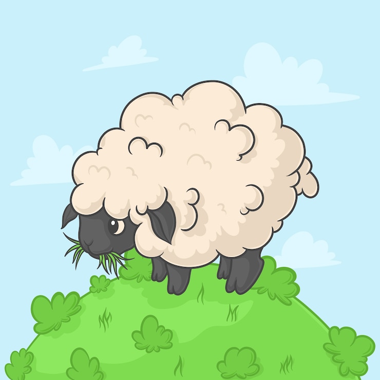Kostenlose Vektor handgezeichnete cartoon-schaf-illustration