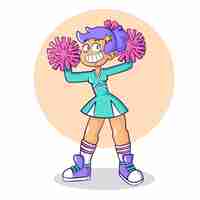 Kostenloser Vektor handgezeichnete cheerleader-cartoon-illustration