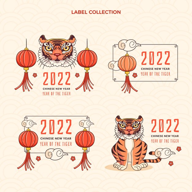 Handgezeichnete chinesische Neujahrsetikettensammlung