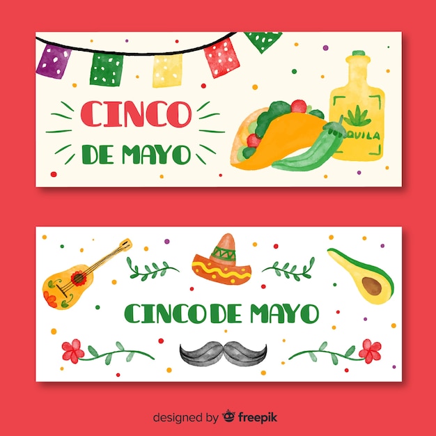 Kostenloser Vektor handgezeichnete cinco de mayo banner